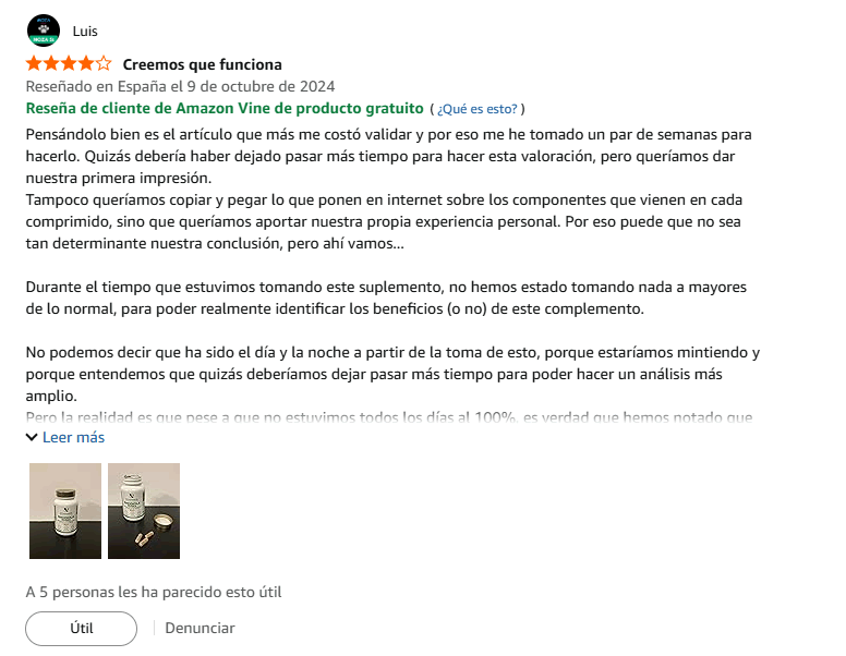 amazon vine resena suplementos