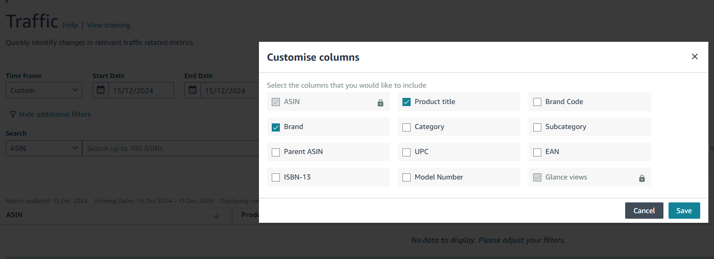 amazon vendor glance views